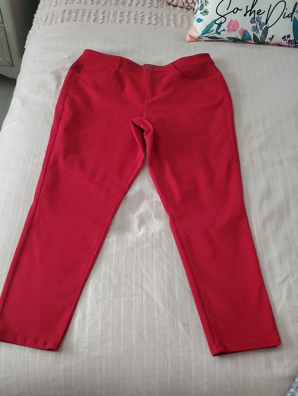 SO Women's Bright Red Straight Leg Jeans